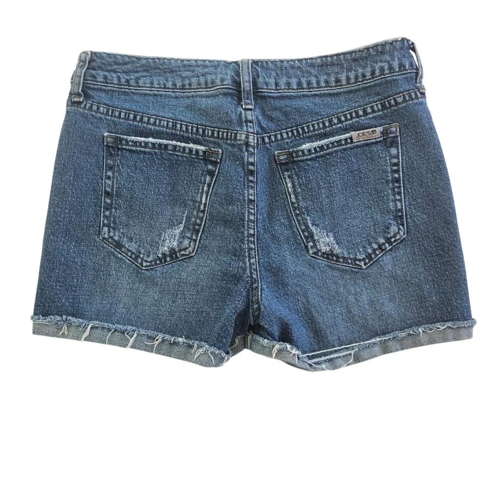 Joe's Jean Shorts Women's Size 28 Measures 30 Medium Wash Distressed Frayed Cuff
